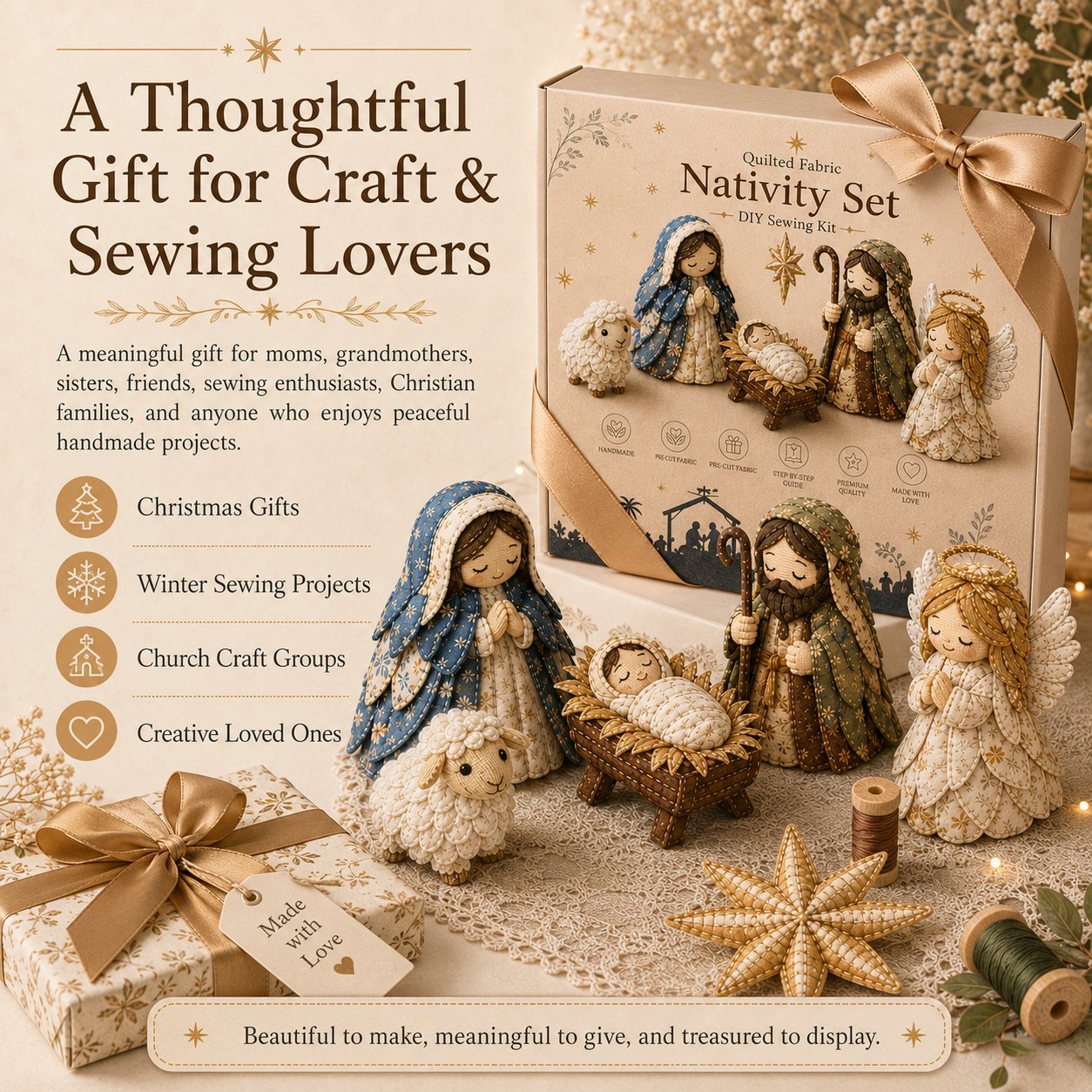 🔥LAST DAY 50% OFF -✨ DIY Patchwork Nativity Scene Sewing Kit