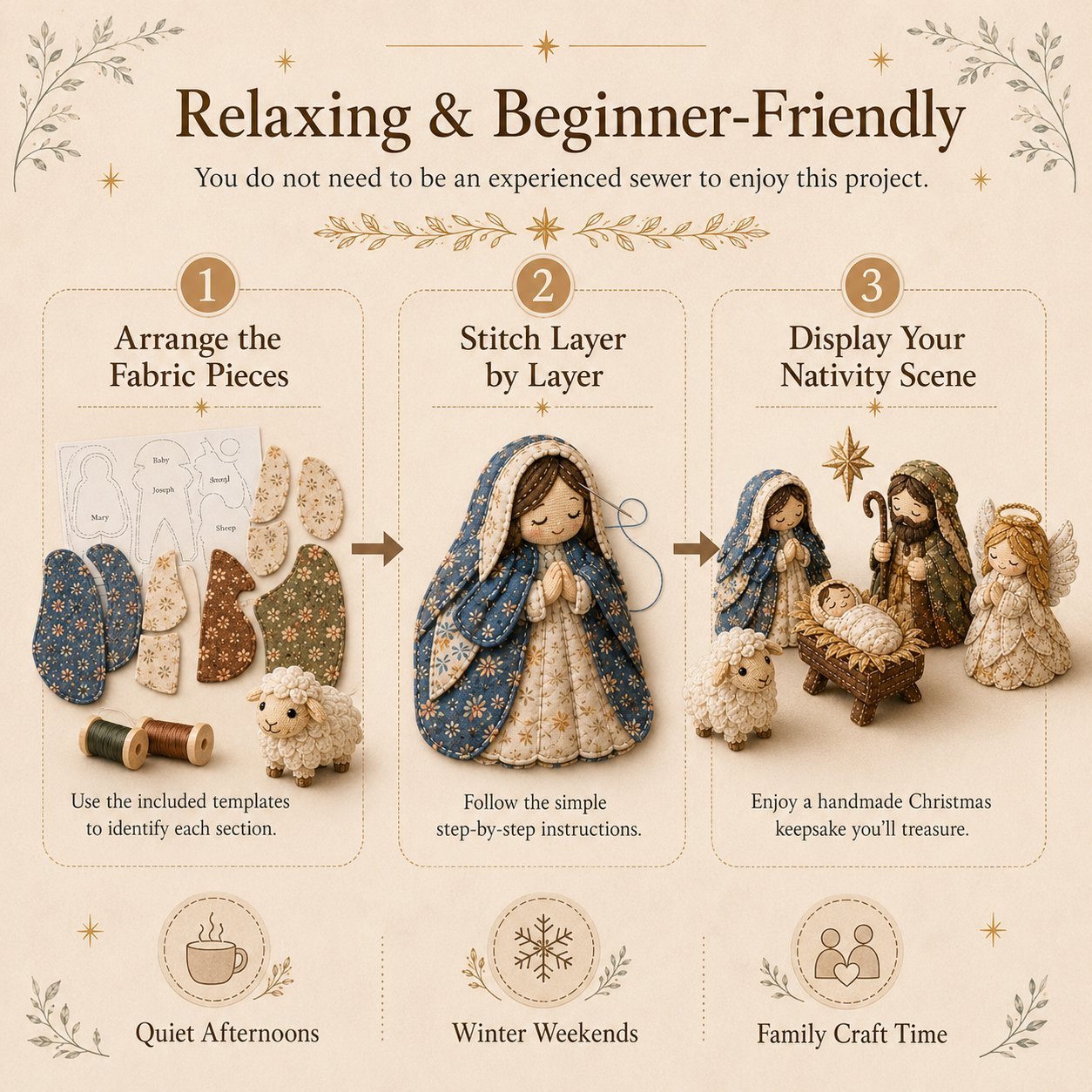 🔥LAST DAY 50% OFF -✨ DIY Patchwork Nativity Scene Sewing Kit