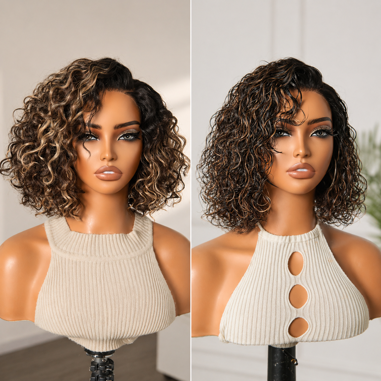 Natural glueless bob wig style