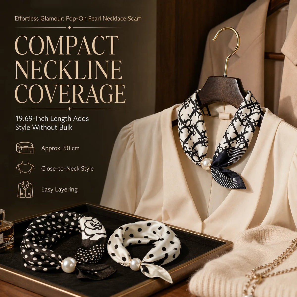 Pearl necklace scarf gift idea