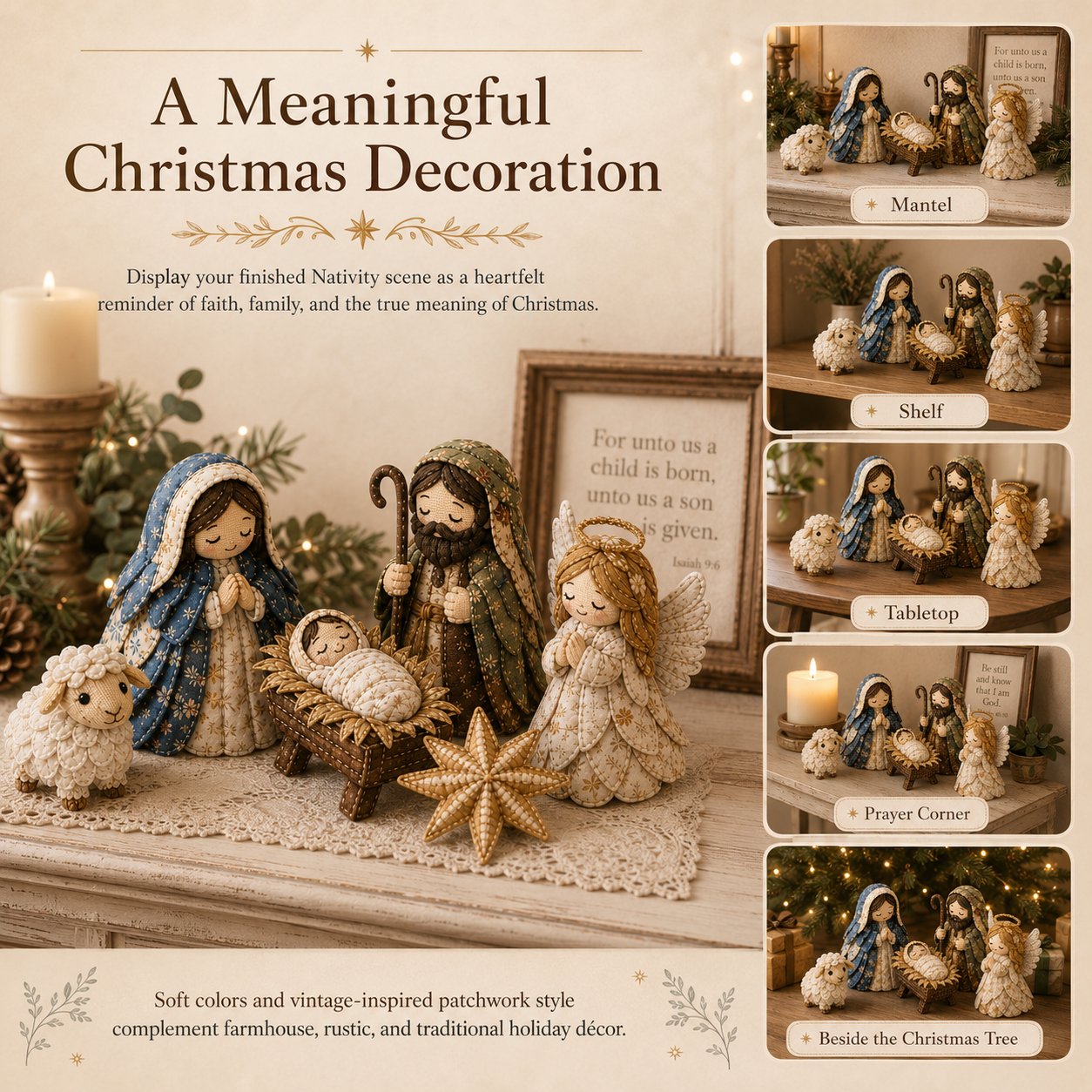 🔥LAST DAY 50% OFF -✨ DIY Patchwork Nativity Scene Sewing Kit