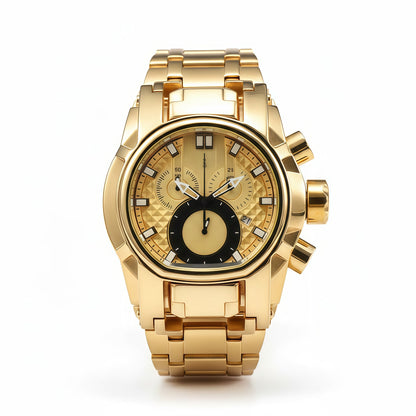Men's Heavy-Duty Oversized Dial Gold Tactical ⚓ Adventure Watch - Built-in 🧭 Navigation Compass