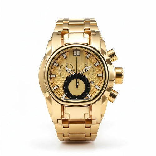 Men's Heavy-Duty Oversized Dial Gold Tactical ⚓ Adventure Watch - Built-in 🧭 Navigation Compass