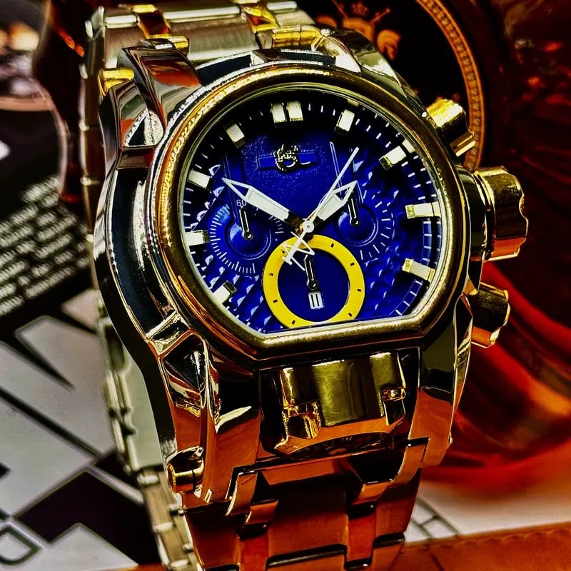 Men's Heavy-Duty Oversized Dial Gold Tactical ⚓ Adventure Watch - Built-in 🧭 Navigation Compass
