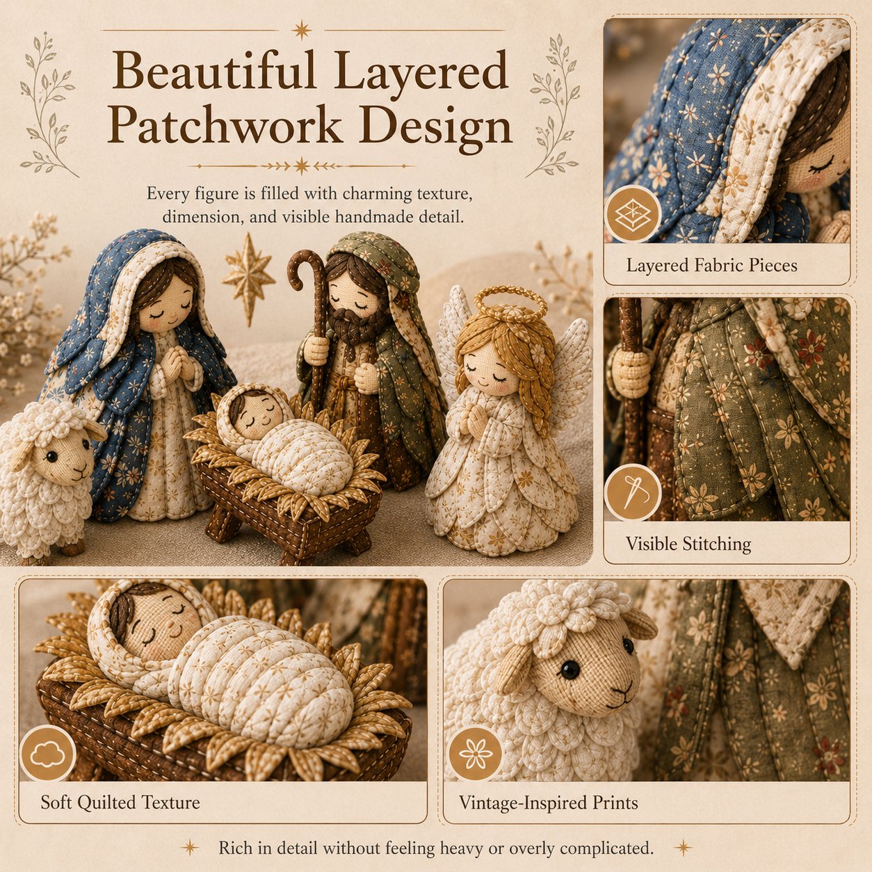 🔥LAST DAY 50% OFF -✨ DIY Patchwork Nativity Scene Sewing Kit