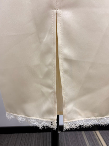 Moonlit Lace & Satin Two-Piece Slip Set - Enchanted Ivory