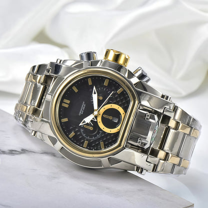 Men's Heavy-Duty Oversized Dial Gold Tactical ⚓ Adventure Watch - Built-in 🧭 Navigation Compass