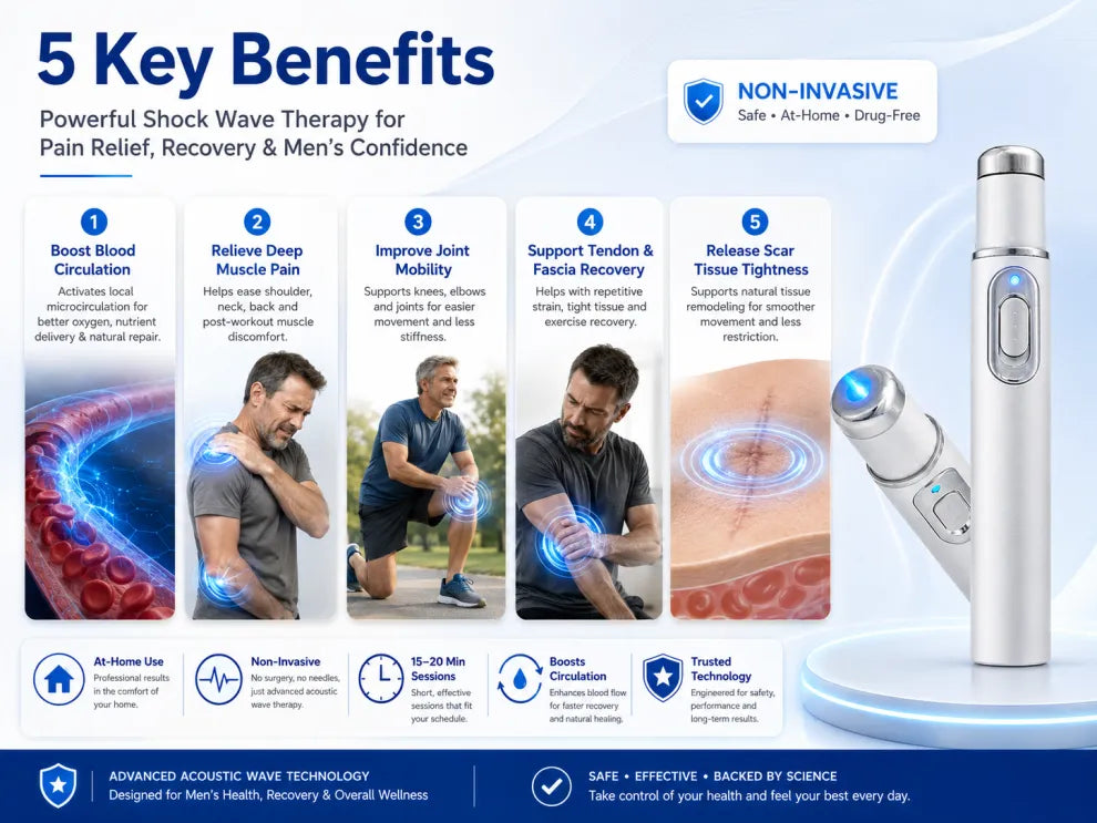 Ultrasonic Shock WaveTherapy Massager--Restore Circulation.Relieve Deep Pain.Rebuild Male Confidence.