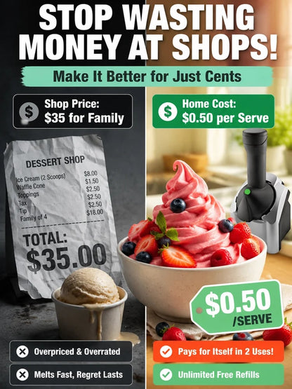 🍦 Healthy Fruit Ice Cream Maker | 100% Natural Dessert | No Sugar Added | BPA-Free | Kids Safe 🍓