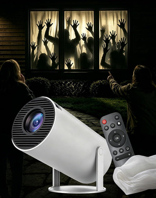 Scary Decorations Halloween Window Projector,White:With Effect fabric | Projects Animated Horror Window Scenes with Easy Setup, 210° Rotation, Built-In Speaker, And Auto Keystone Correction