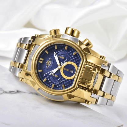 Men's Heavy-Duty Oversized Dial Gold Tactical ⚓ Adventure Watch - Built-in 🧭 Navigation Compass