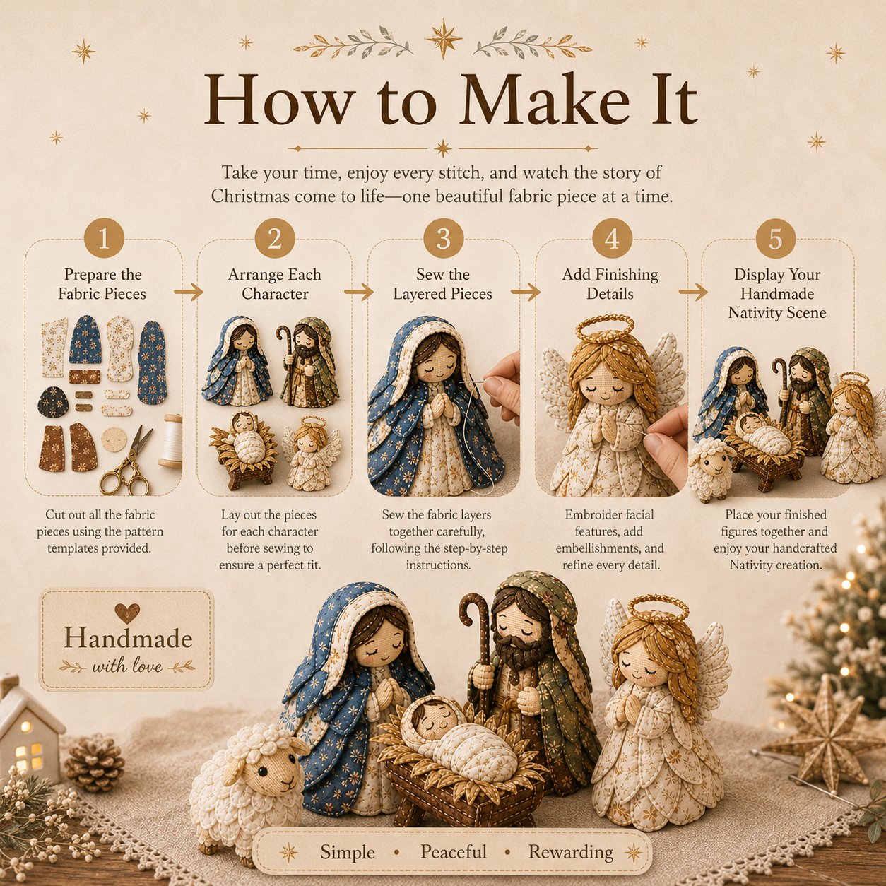 🔥LAST DAY 50% OFF -✨ DIY Patchwork Nativity Scene Sewing Kit