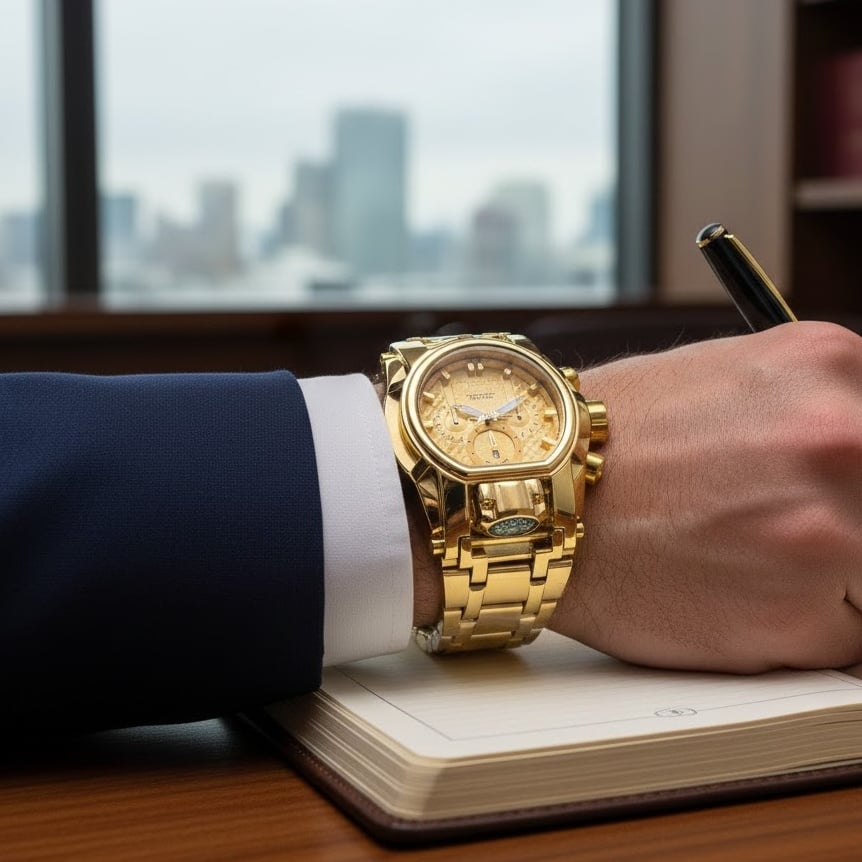 Men's Heavy-Duty Oversized Dial Gold Tactical ⚓ Adventure Watch - Built-in 🧭 Navigation Compass