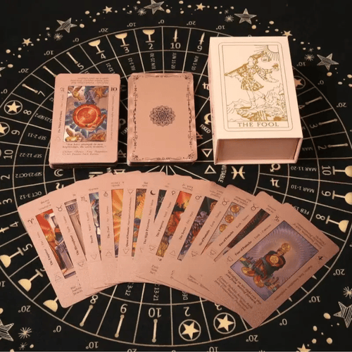 🔥LAST DAY 50% OFF - ✝️Pink Holographic Tarot Deck: Unlock Intuition with Ease and Beauty