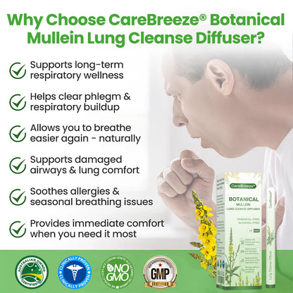 🇦🇺✅CareBreeze® Botanical Mullein Lung Cleanse Diffuser(🫁Cough, Pharyngitis, shortness of breath, sputum, stuffy nose, bronchitis, bronchitis, allergy symptoms, lung discomfort💝)