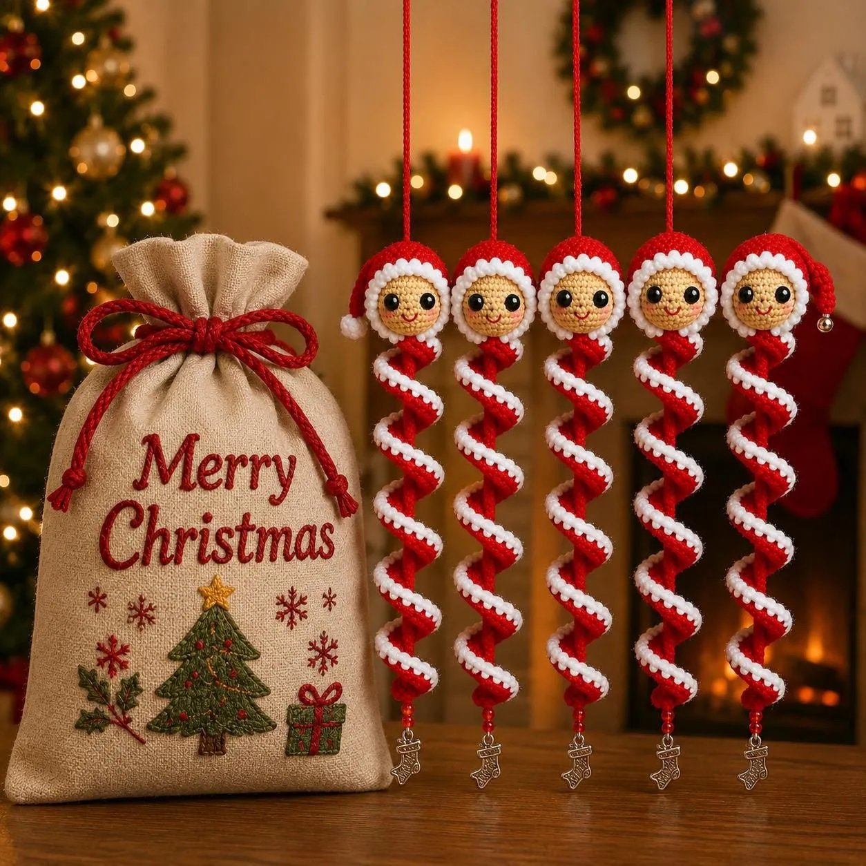 ☃️ Crochet Snowman Spiral Ornament DIY Kit | Complete Beginner-Friendly Set with Soft Yarn, Crochet Hook, Festive Beads, Snowflakes & Step-by-Step Guide 🧶🎄✨