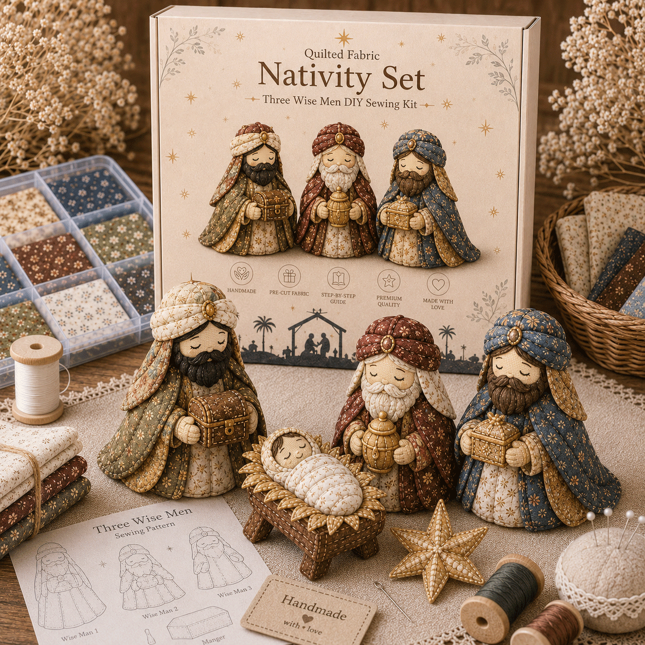 🔥LAST DAY 50% OFF -✨ DIY Patchwork Nativity Scene Sewing Kit