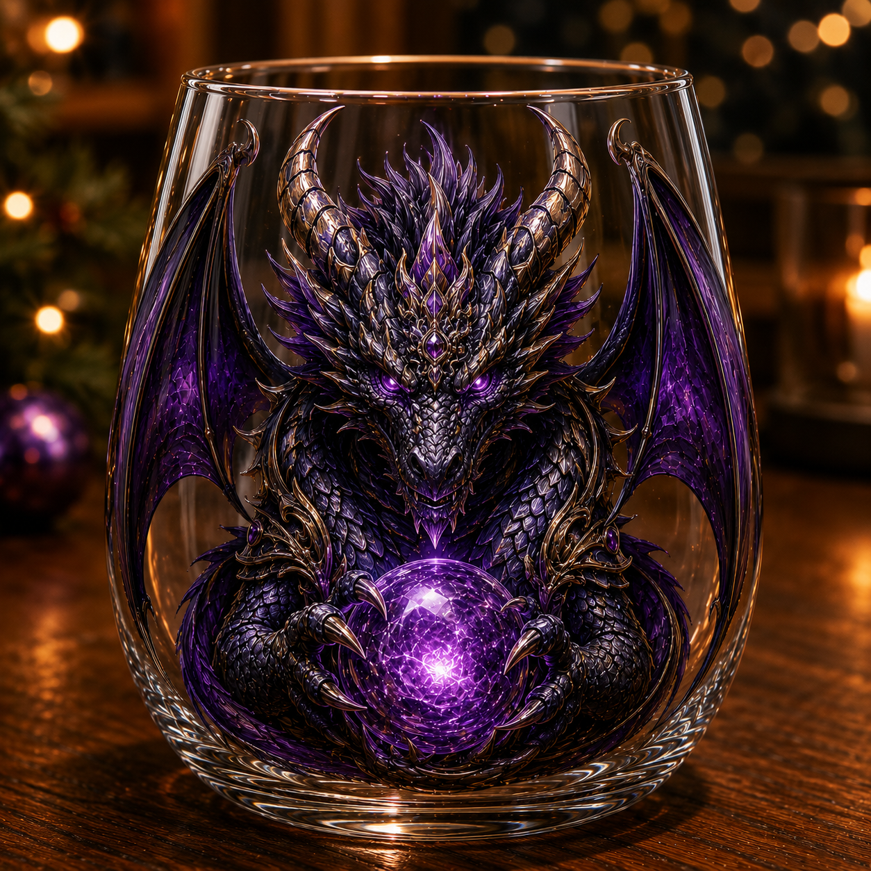 Raised 3D dragon glass artwork