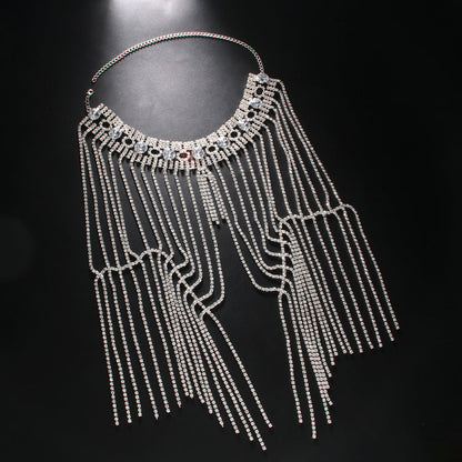 Rhinestone Tassel Shoulder Chain – Glam Dress Accessory