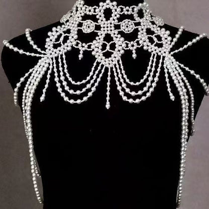 Pearl Tassel Shoulder Chain – Elegant Dress Accessory