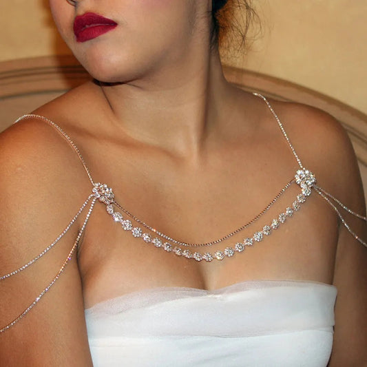 Rhinestone Tassel Shoulder Chain – Glam Dress Accessory