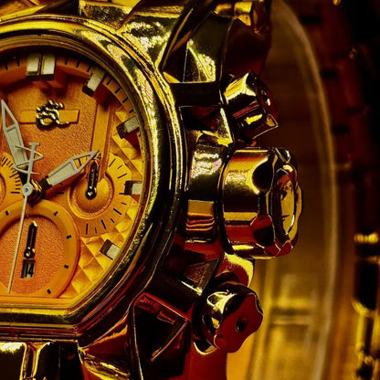 Men's Heavy-Duty Oversized Dial Gold Tactical ⚓ Adventure Watch - Built-in 🧭 Navigation Compass