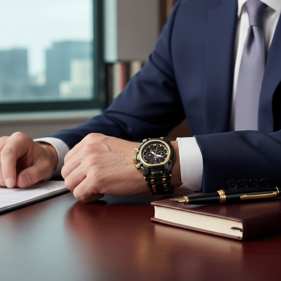 Men's Heavy-Duty Oversized Dial Gold Tactical ⚓ Adventure Watch - Built-in 🧭 Navigation Compass