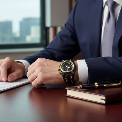 Men's Heavy-Duty Oversized Dial Gold Tactical ⚓ Adventure Watch - Built-in 🧭 Navigation Compass