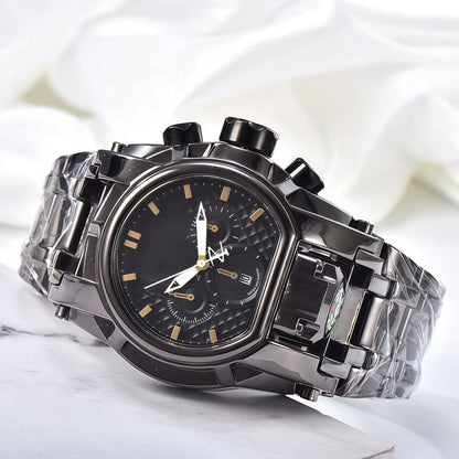 Men's Heavy-Duty Oversized Dial Gold Tactical ⚓ Adventure Watch - Built-in 🧭 Navigation Compass