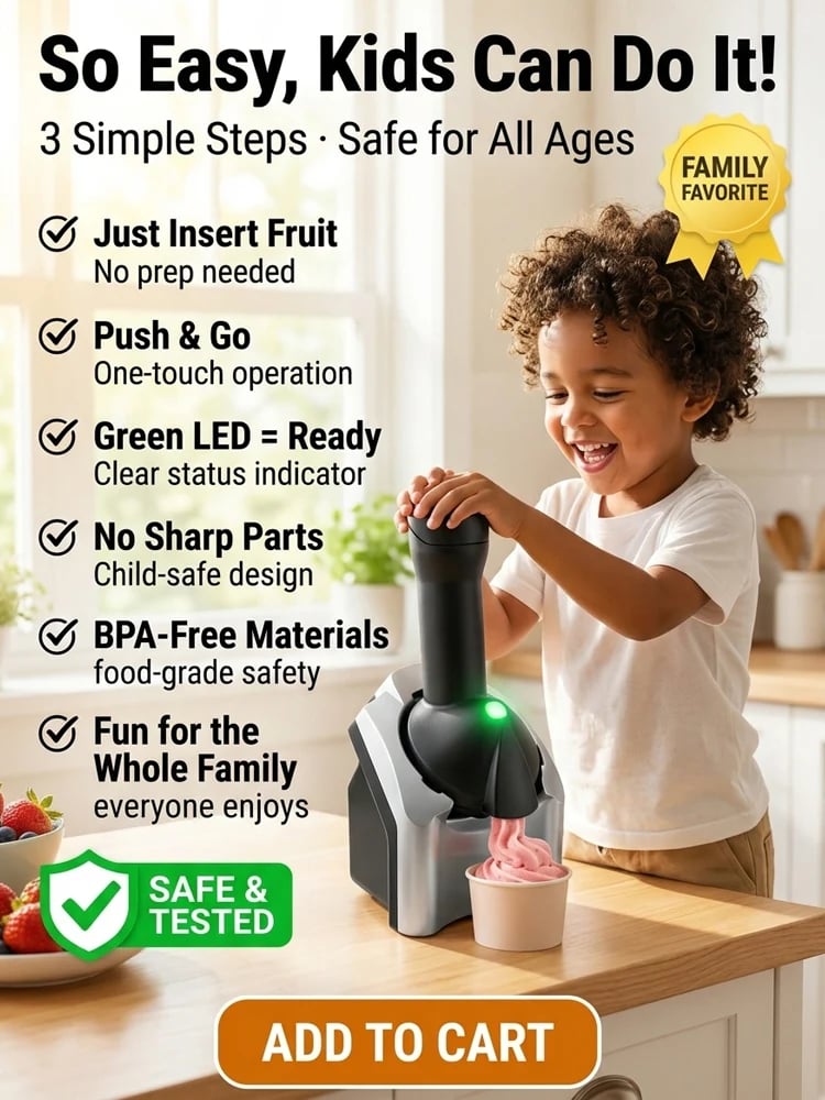 🍦 Healthy Fruit Ice Cream Maker | 100% Natural Dessert | No Sugar Added | BPA-Free | Kids Safe 🍓