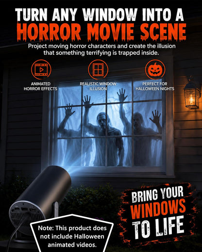 Scary Decorations Halloween Window Projector,White:With Effect fabric | Projects Animated Horror Window Scenes with Easy Setup, 210° Rotation, Built-In Speaker, And Auto Keystone Correction