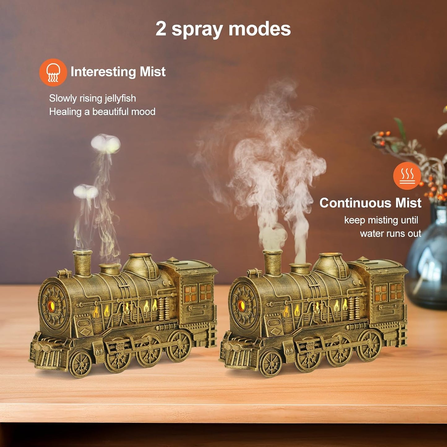Train Diffuser 300ml, Aromatherapy Diffuser Cool Mist Ultrasonic Aroma Train Diffuser with Remote Control 2 Light 2 Mist Mode Auto Shut-Off for Bedroom Office