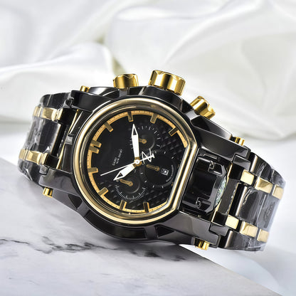 Men's Heavy-Duty Oversized Dial Gold Tactical ⚓ Adventure Watch - Built-in 🧭 Navigation Compass