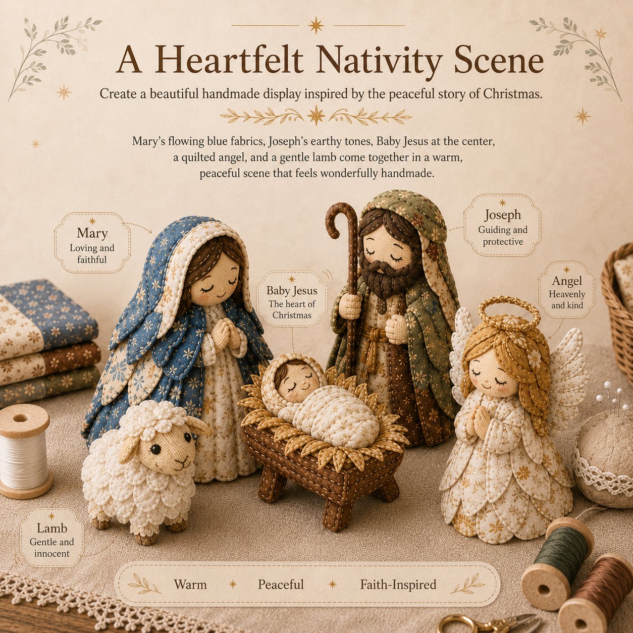 🔥LAST DAY 50% OFF -✨ DIY Patchwork Nativity Scene Sewing Kit