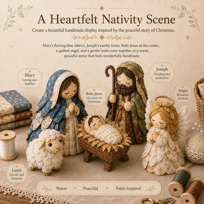 🔥LAST DAY 50% OFF -✨ DIY Patchwork Nativity Scene Sewing Kit