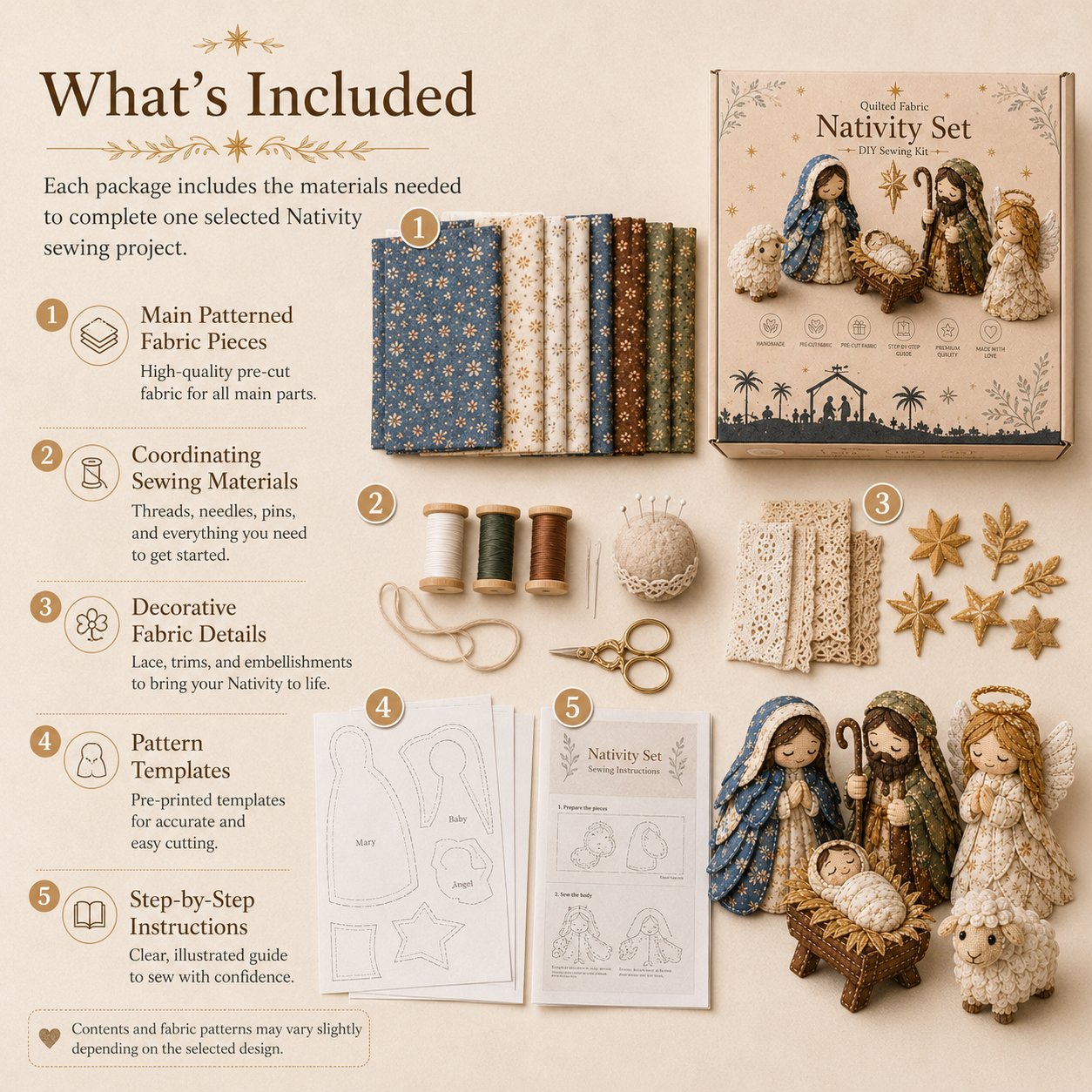 🔥LAST DAY 50% OFF -✨ DIY Patchwork Nativity Scene Sewing Kit