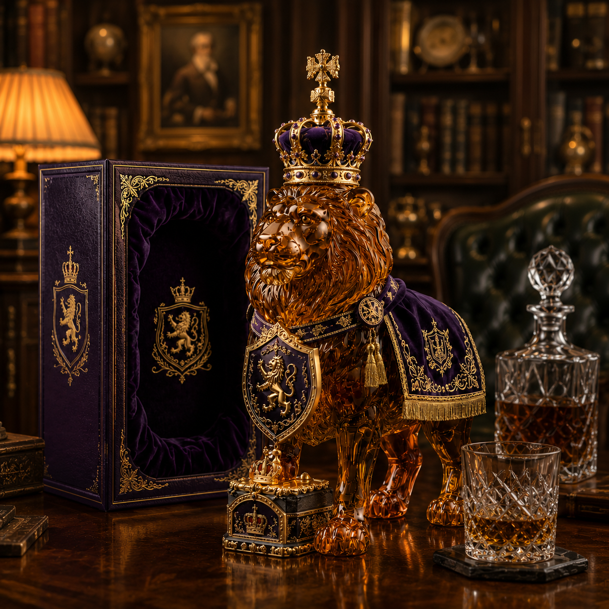 👑Crown 87th Anniversary Royal Lion Whiskey Bottle