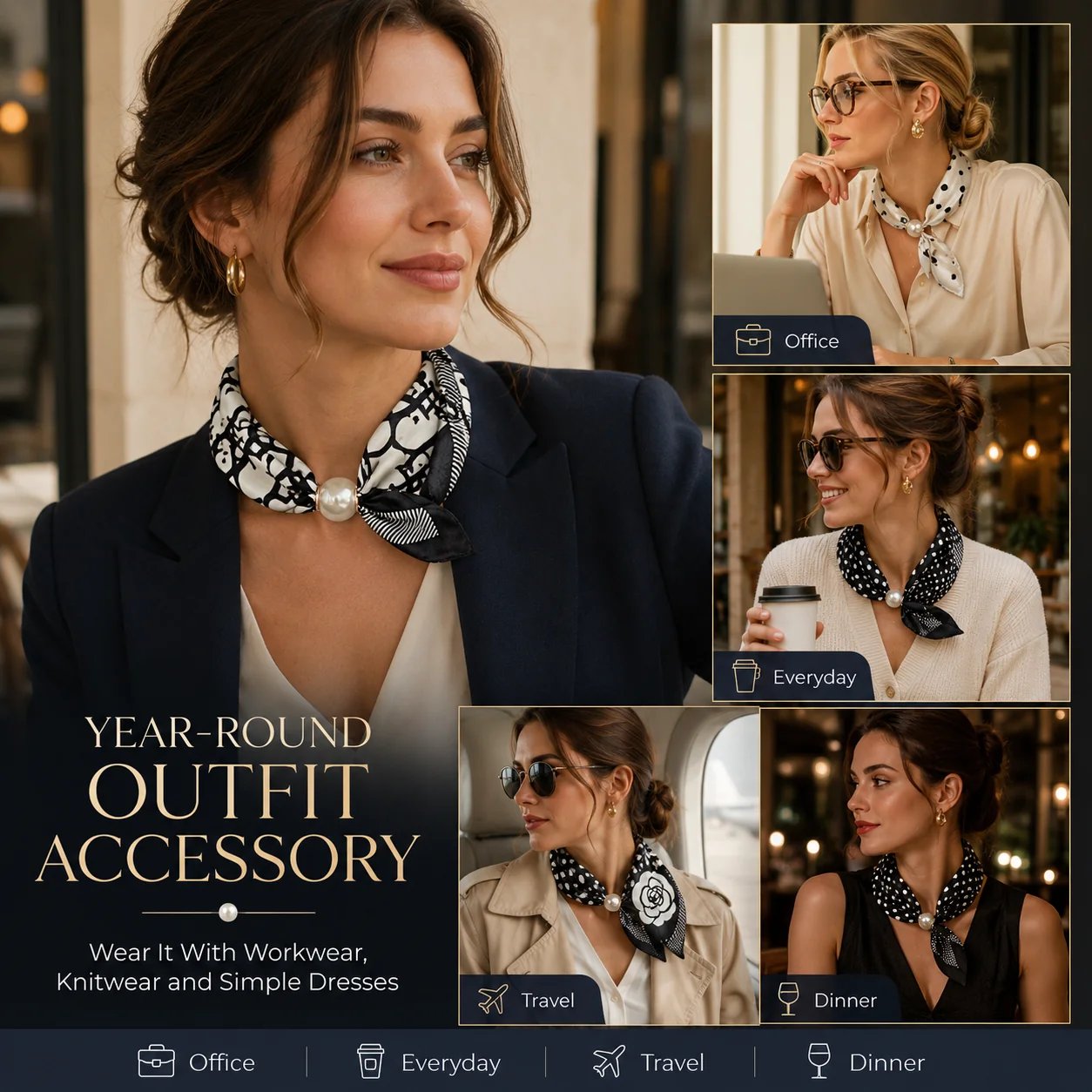 🏆25K+ SOLD 🔥2026 HOT SALE ✨ Effortless Glamour: Pop-On Pearl Necklace Scarf 🧣