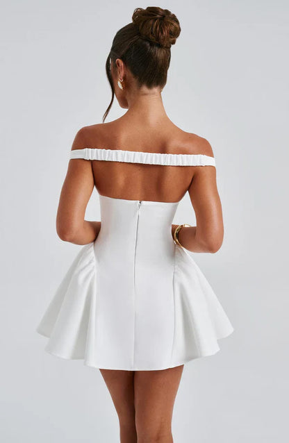 White Off Shoulder Corset Mini Dress