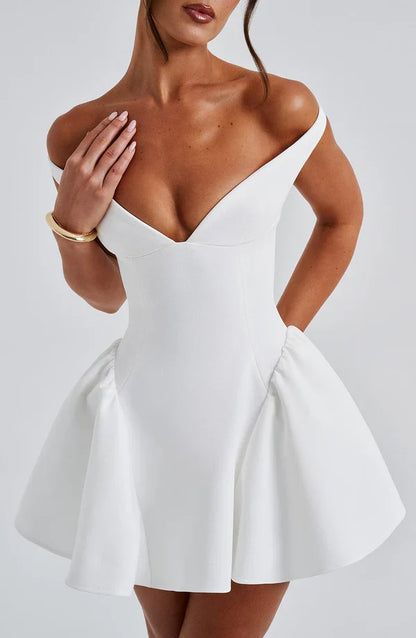 White Off Shoulder Corset Mini Dress